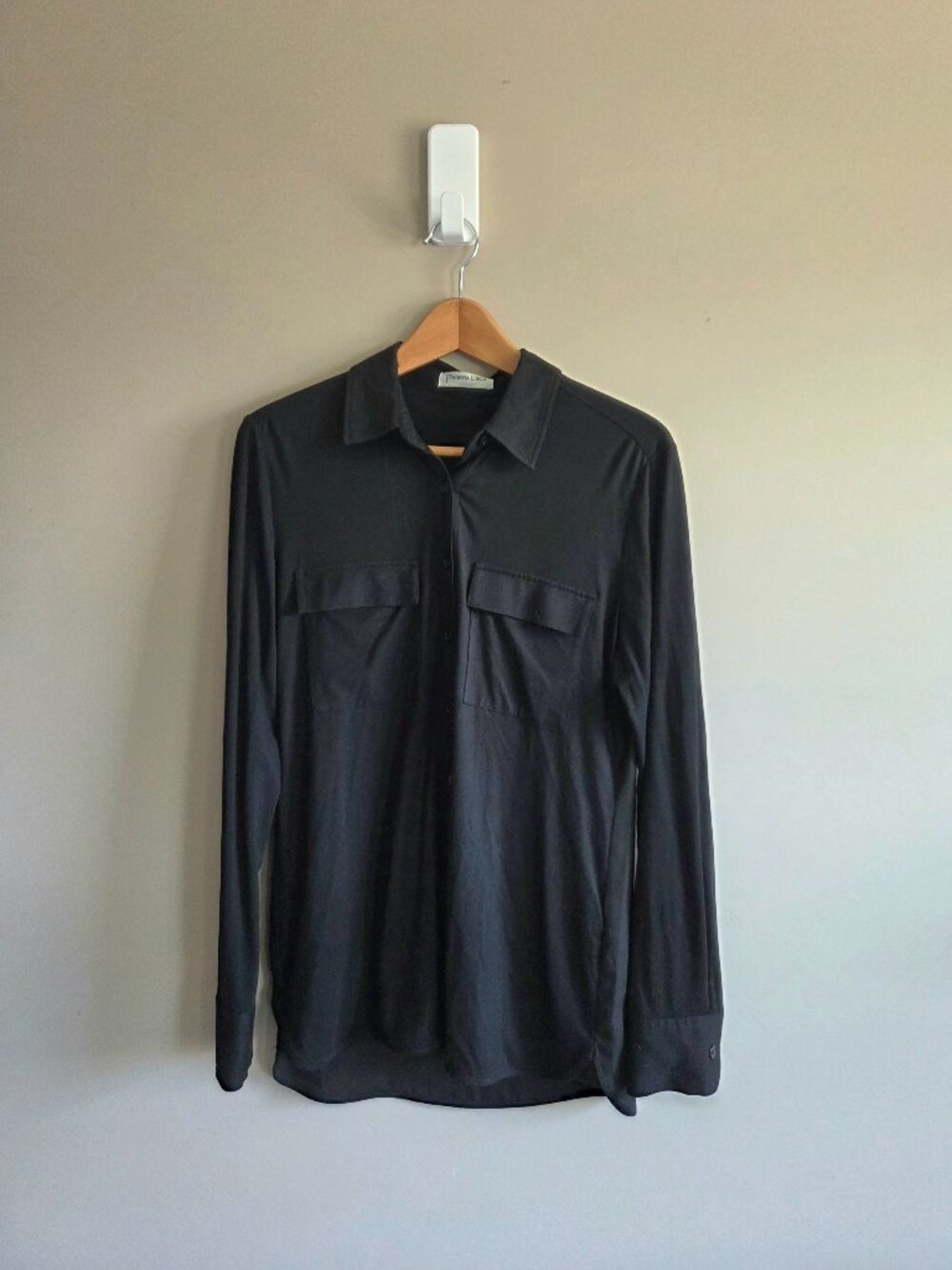 Patrizia Luca Black Long Sleeves Blouse Button Up Top